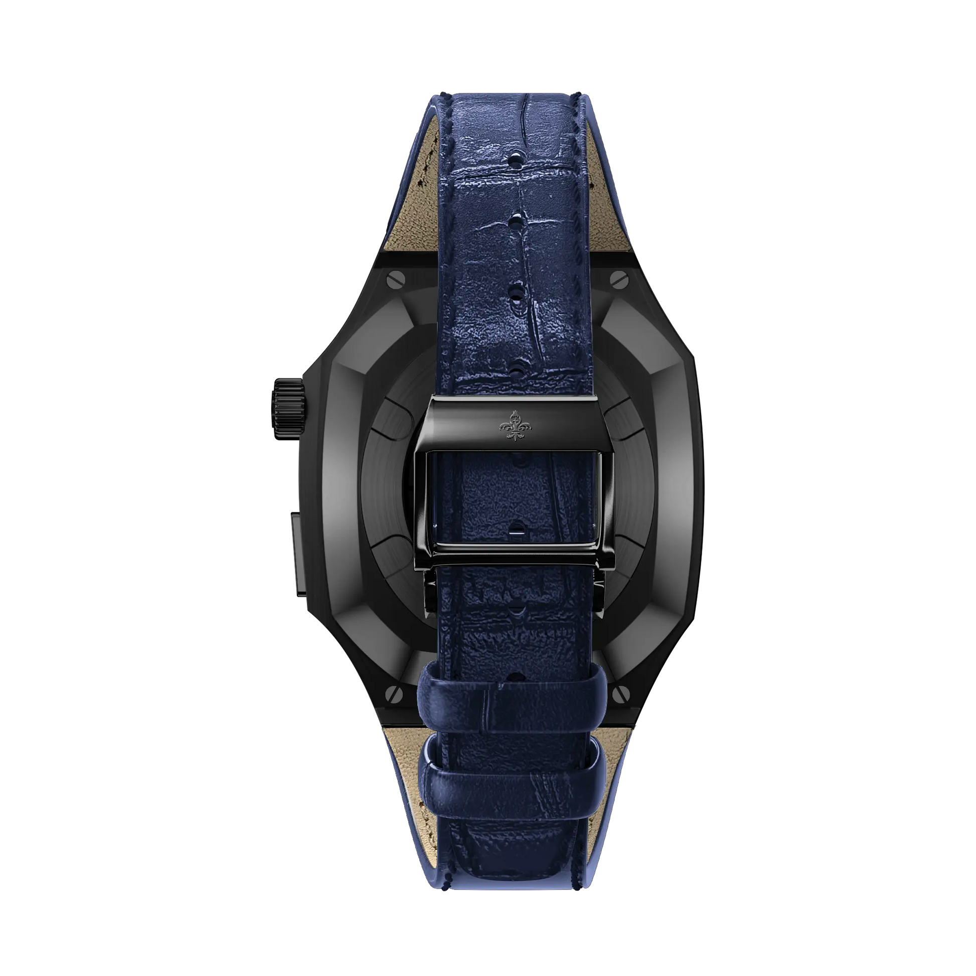 Matte Black Leather Classic Apple Watch Case - Bigett - Apple Watch Case#material_blue-leather
