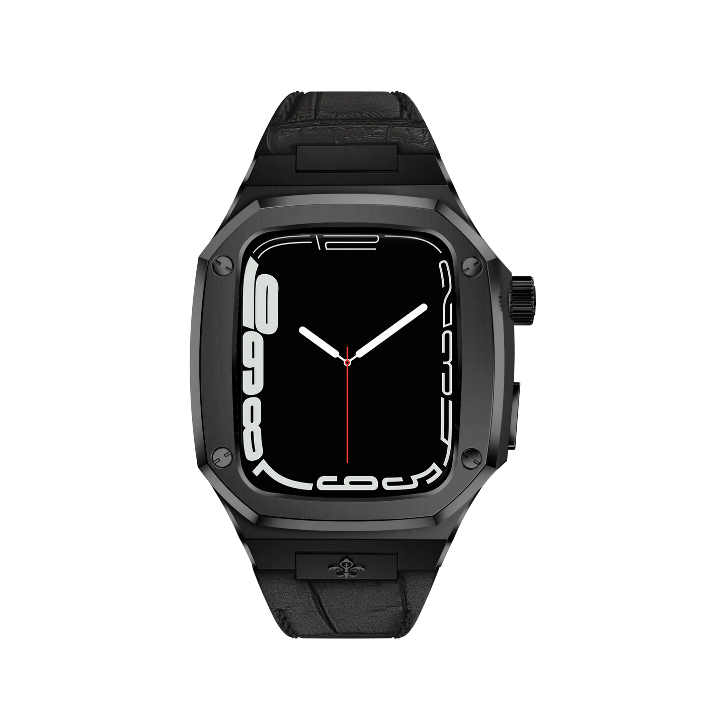 Matte Black Leather Classic Apple Watch Case - Bigett - Apple Watch Case#material_black-leather