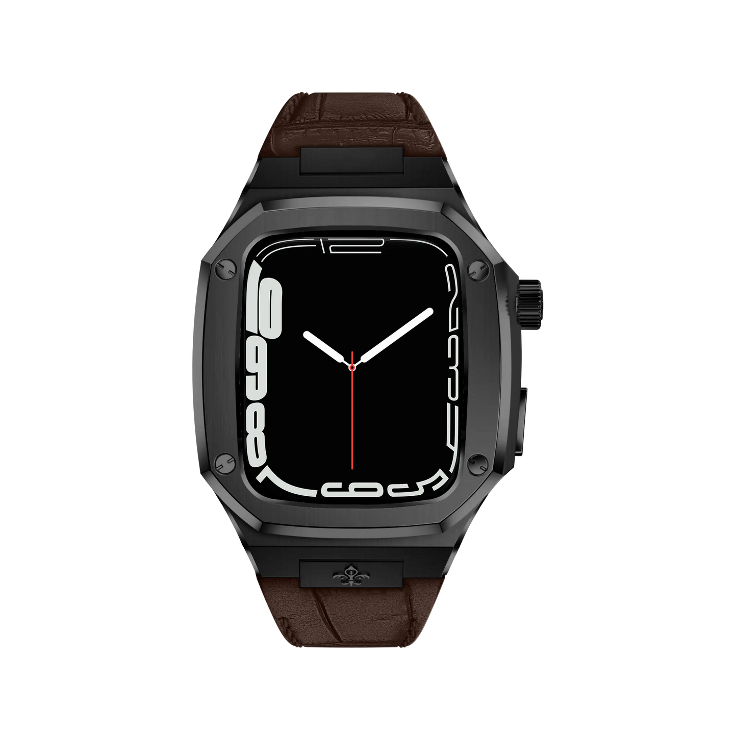 Matte Black Leather Classic Apple Watch Case - Bigett - Apple Watch Case#material_brown-leather