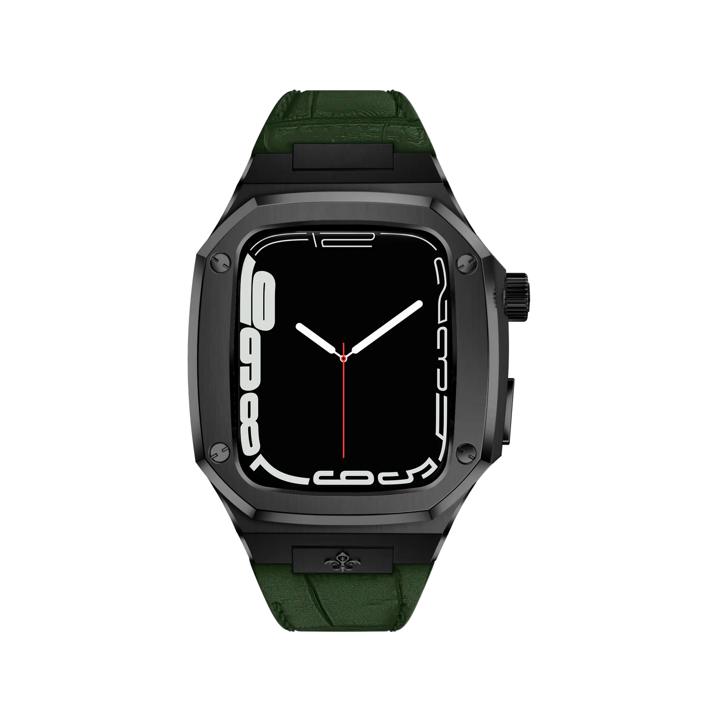 Matte Black Leather Classic Apple Watch Case - Bigett - Apple Watch Case#material_green-leather