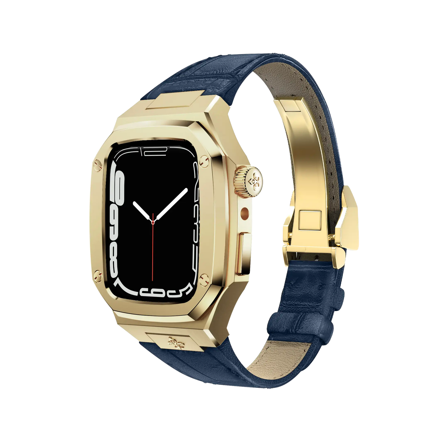 Gold Leather Classic Apple Watch Case - Bigett - Apple Watch Case#material_blue-leather