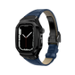 Matte Black Leather Classic Apple Watch Case - Bigett - Apple Watch Case#material_blue-leather