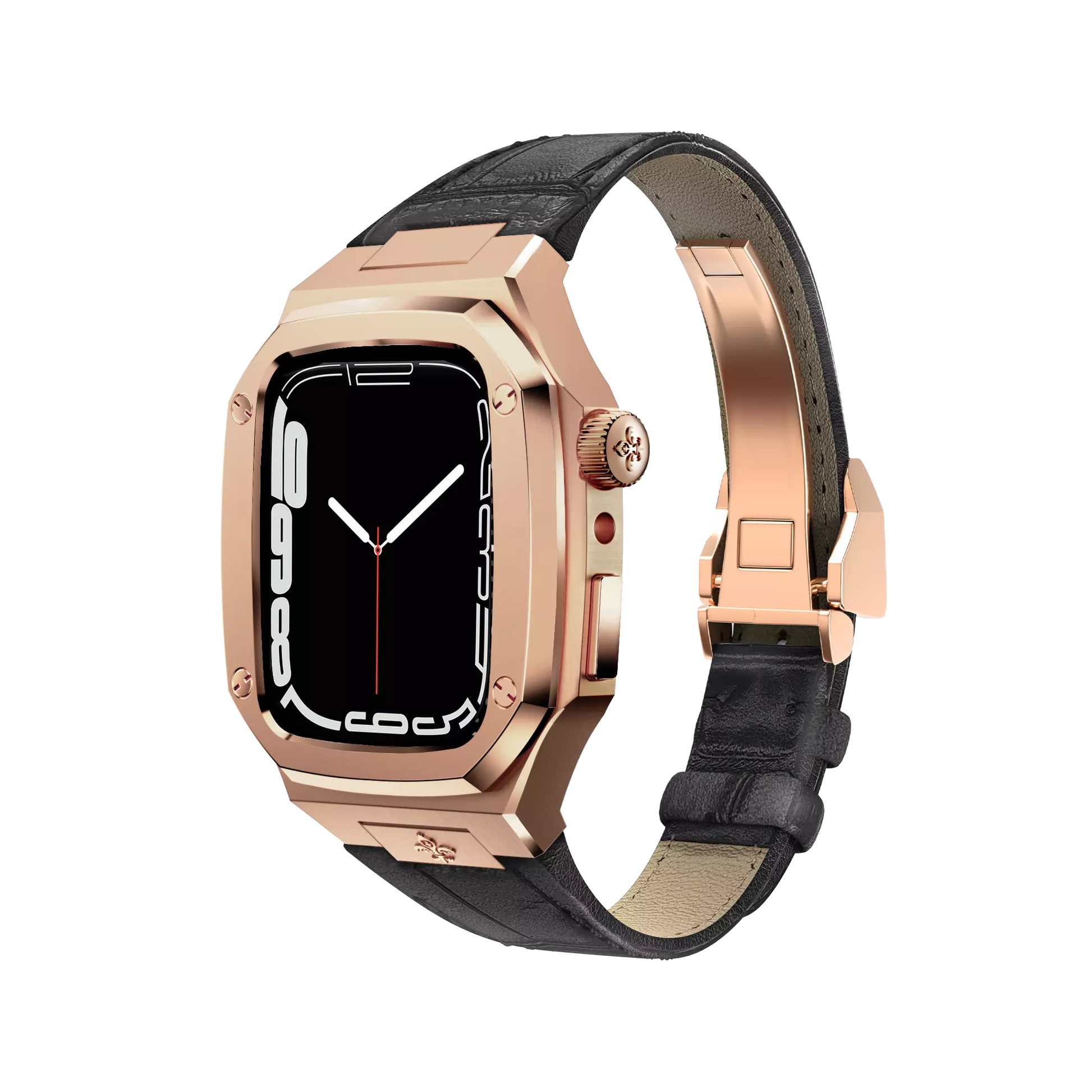 Rose Gold Leather Classic Apple Watch Case - Bigett - Apple Watch Case#material_black-leather