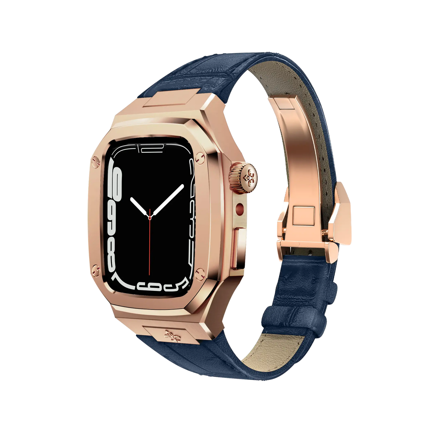 Rose Gold Leather Classic Apple Watch Case - Bigett - Apple Watch Case#material_blue-leather