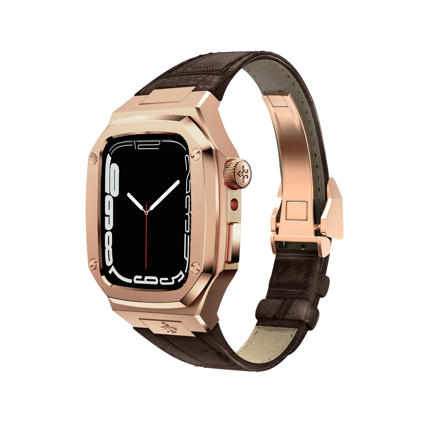 Rose Gold Leather Classic Apple Watch Case - Bigett - Apple Watch Case#material_brown-leather