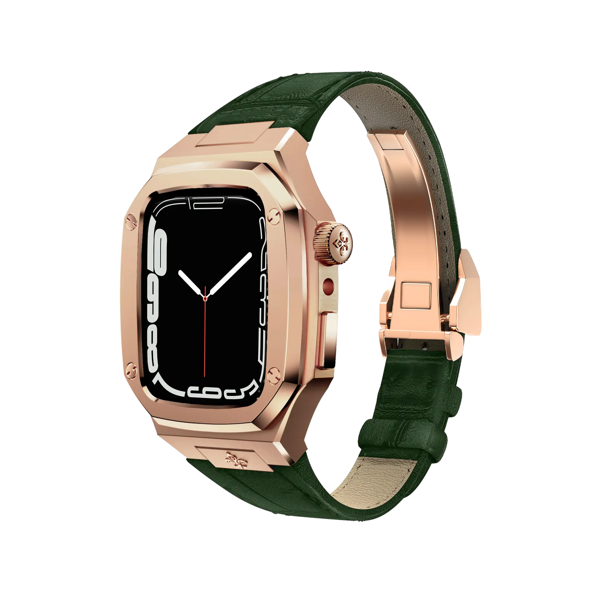 Rose Gold Leather Classic Apple Watch Case - Bigett - Apple Watch Case#material_green-leather