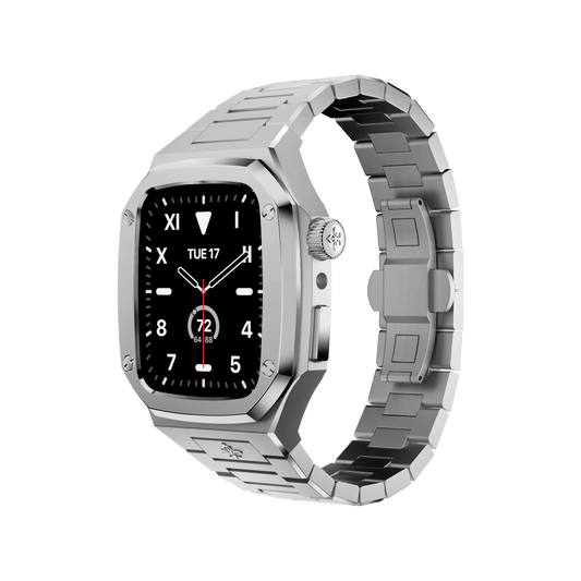 Bigett-PerspectiveFront-Elegant-Silver-Apple-Watch-Case